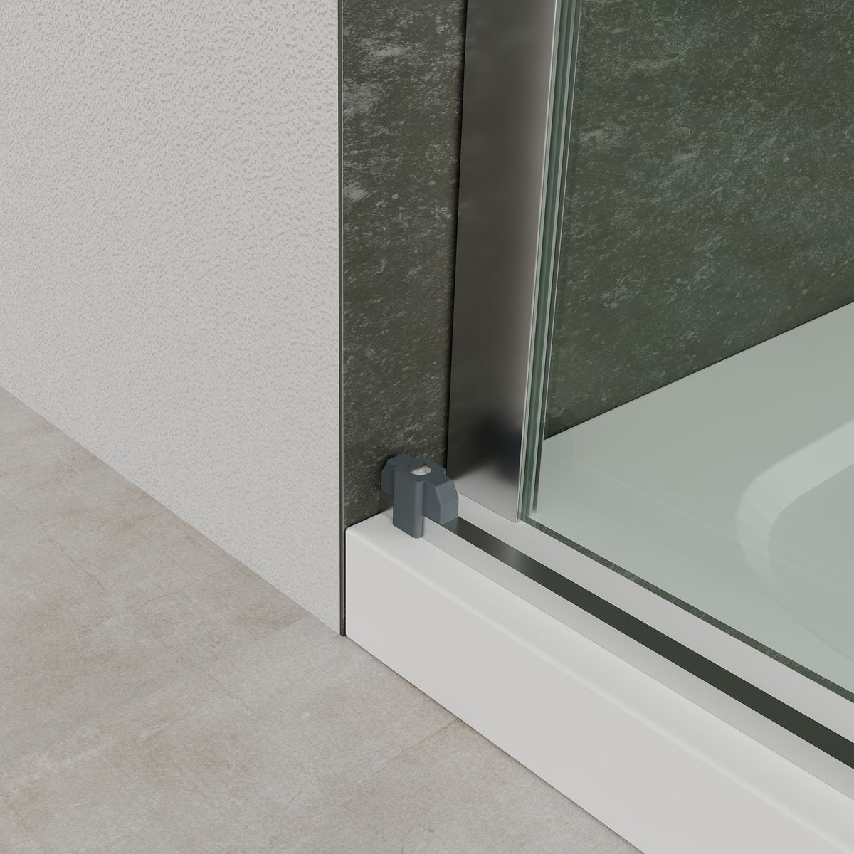 Fronteinstieg NADINE mit Schiebetür in Chrom aus 8mm ESG Klarglas