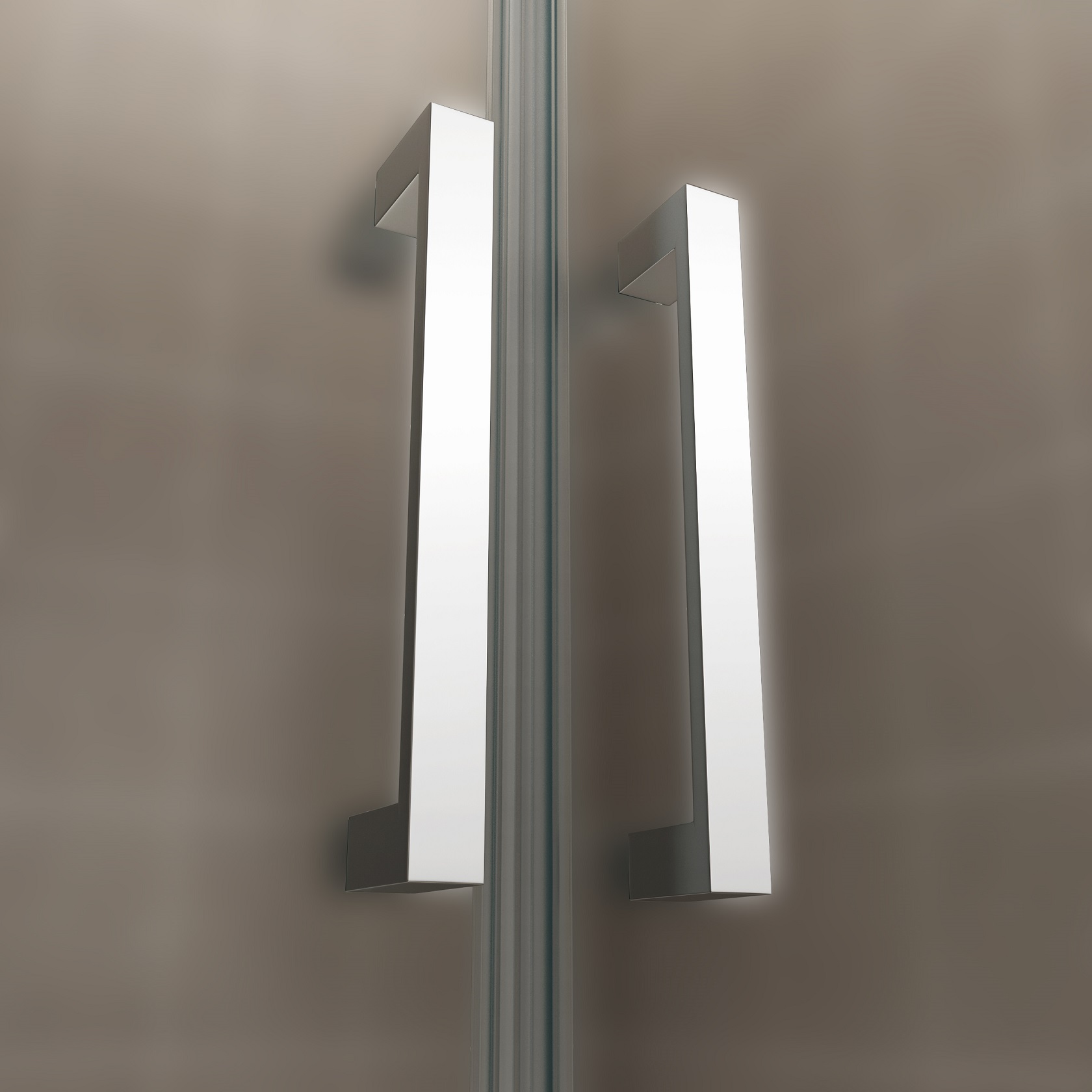 Duschtür Lara mit Pendeltüren und Edelstahlgriffe 68-140 cm aus satiniertem ESG Sicherheitsglas