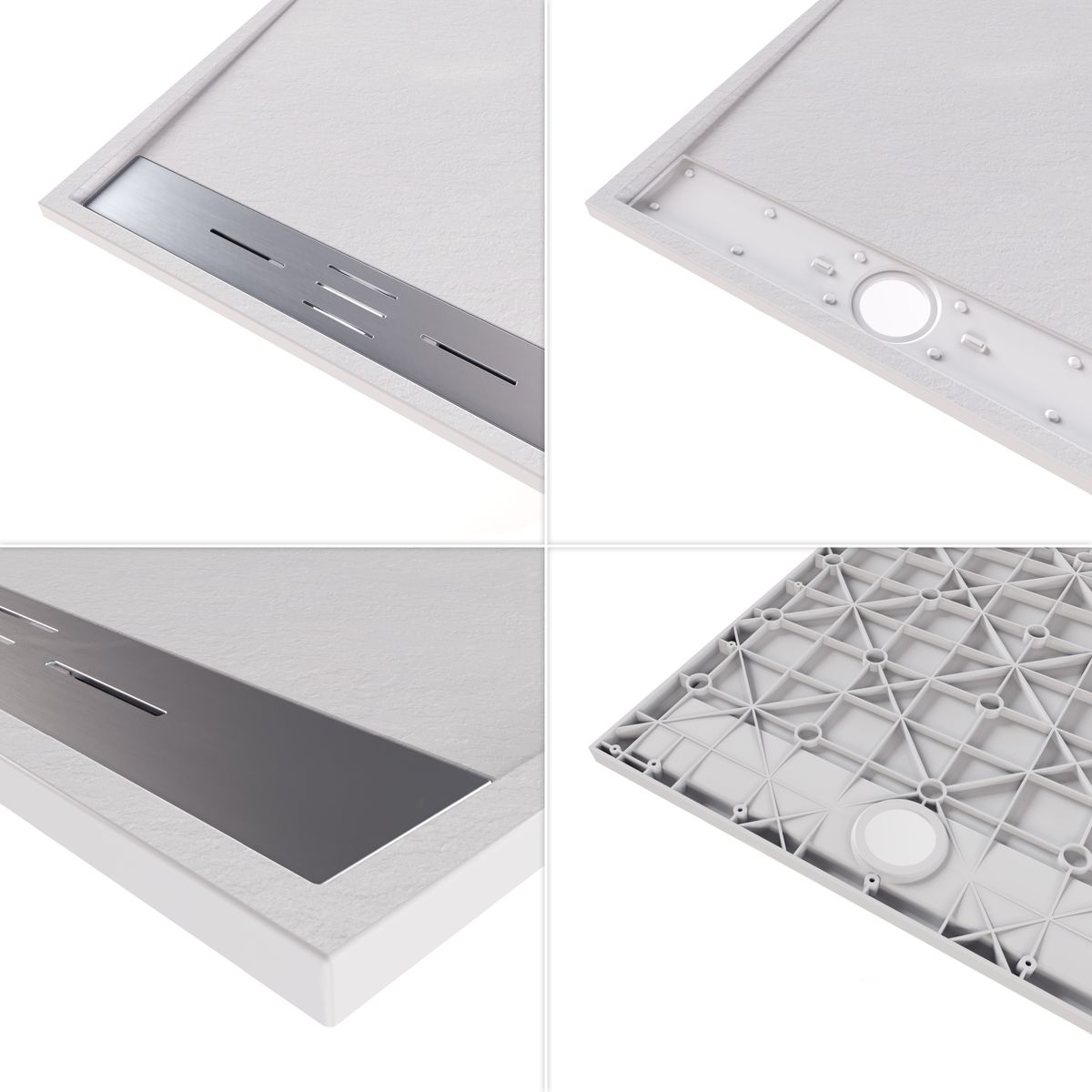 SMC Duschwanne Hiemal in Schieferoptik inkl. Ablaufgarnitur Weiß 90x90 cm