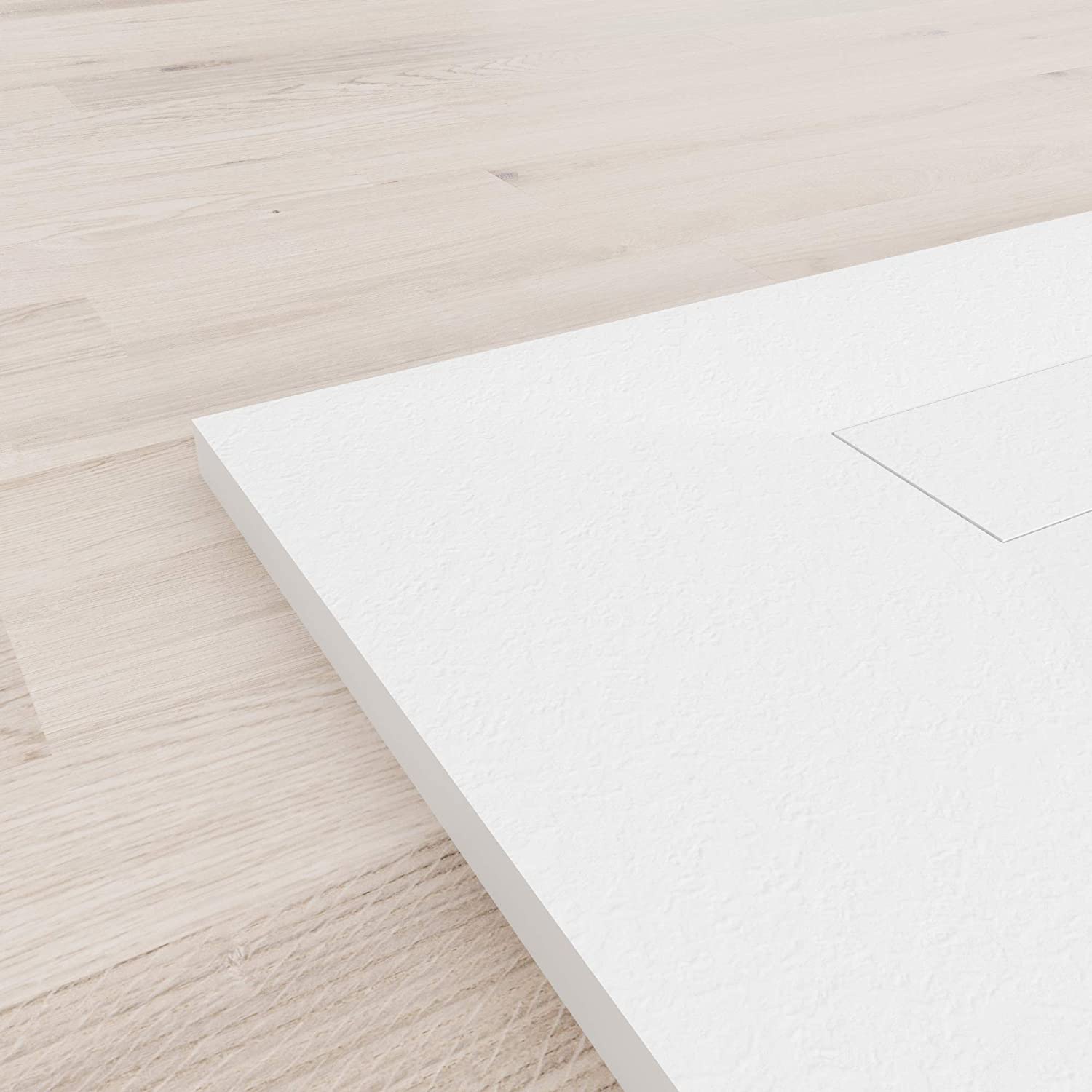 SMC Duschwanne Boreal in Stein-Optik inkl. Ablaufgarnitur - Weiß 70x160 cm