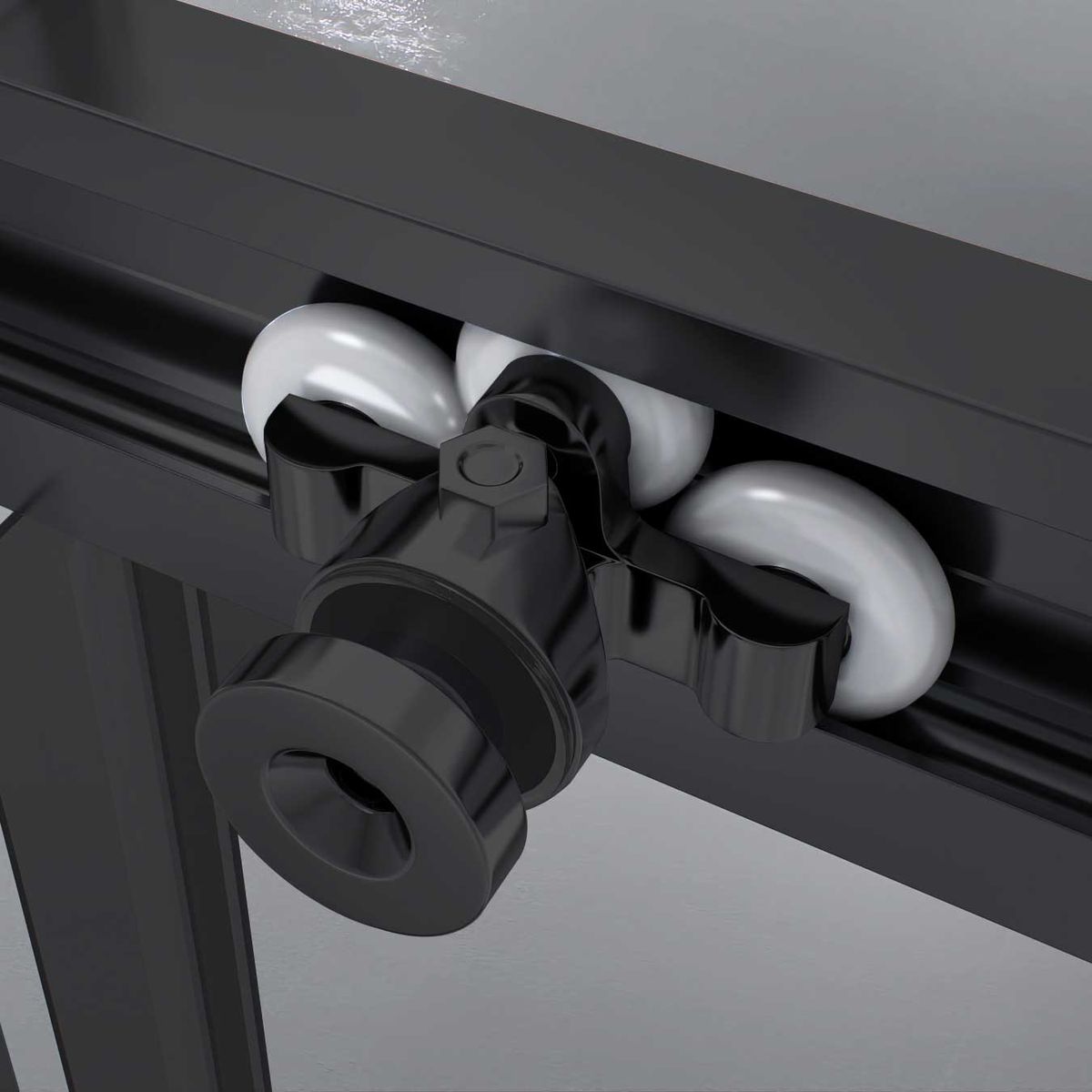 Duschtür Nischentür Kaylee DD Black mit Schiebetür aus 6mm ESG Klarglas Duschtür Nischentür Kaylee DD Black mit Schiebetür aus 6mm ESG Klarglas 200x 195 cm-195 cm