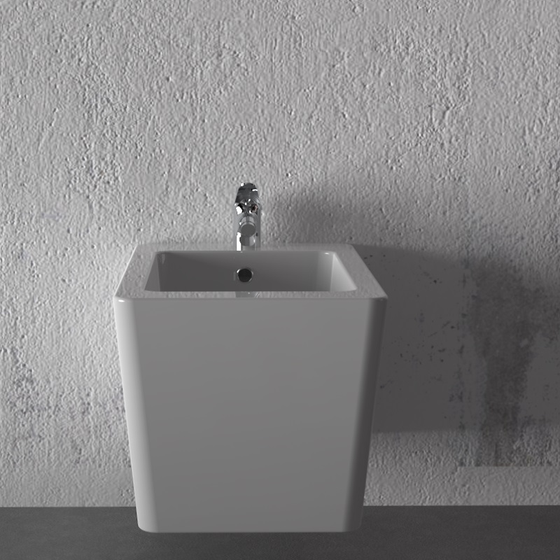 Wand Hänge Bidet Weiß inkl. Armatur (Mischbatterie) CUBE