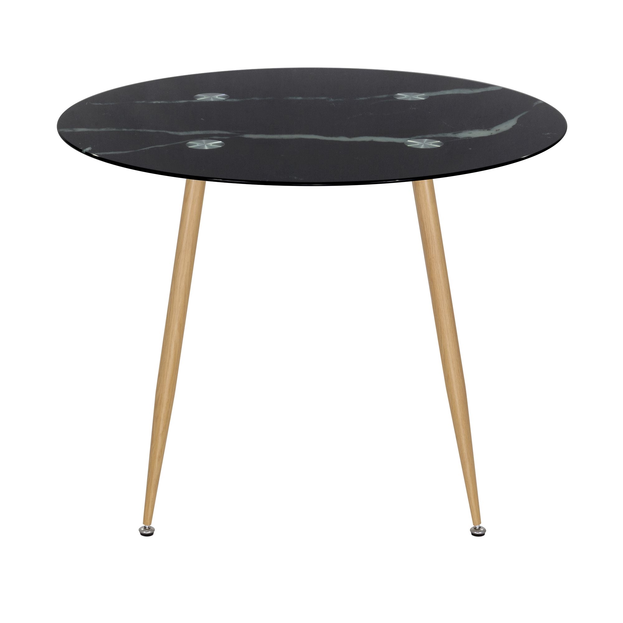 Esszimmer-Tisch CORIN | Tischplatte: Glas in schwarzer Marmor Optik | Beine: Massivholz Esszimmer-Tisch CORIN | Tischplatte: Glas in schwarzer Marmor Optik | Beine:Holz 80 cm