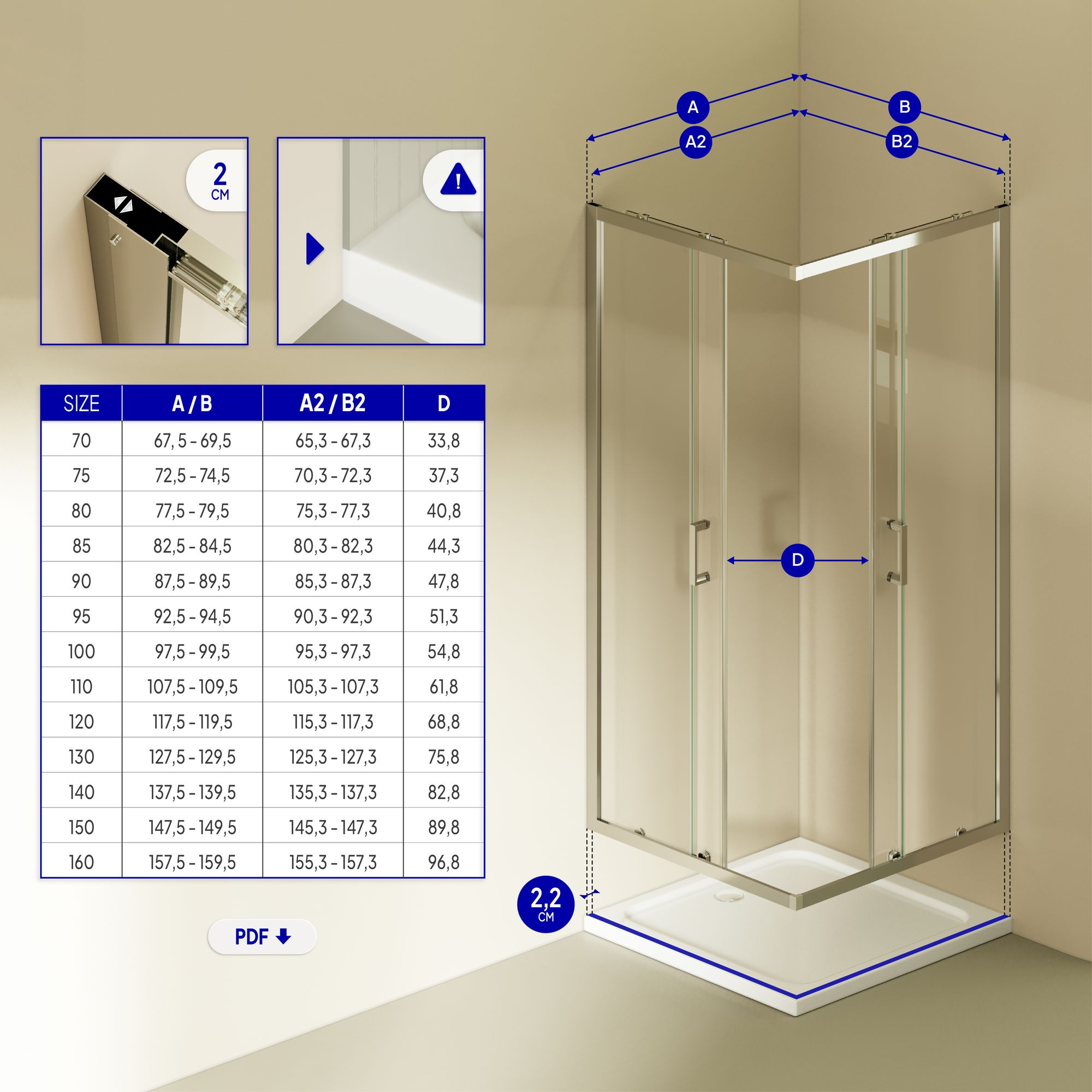 Eckeinstieg Diana mit Schiebetüren aus ESG Sicherheitsglas