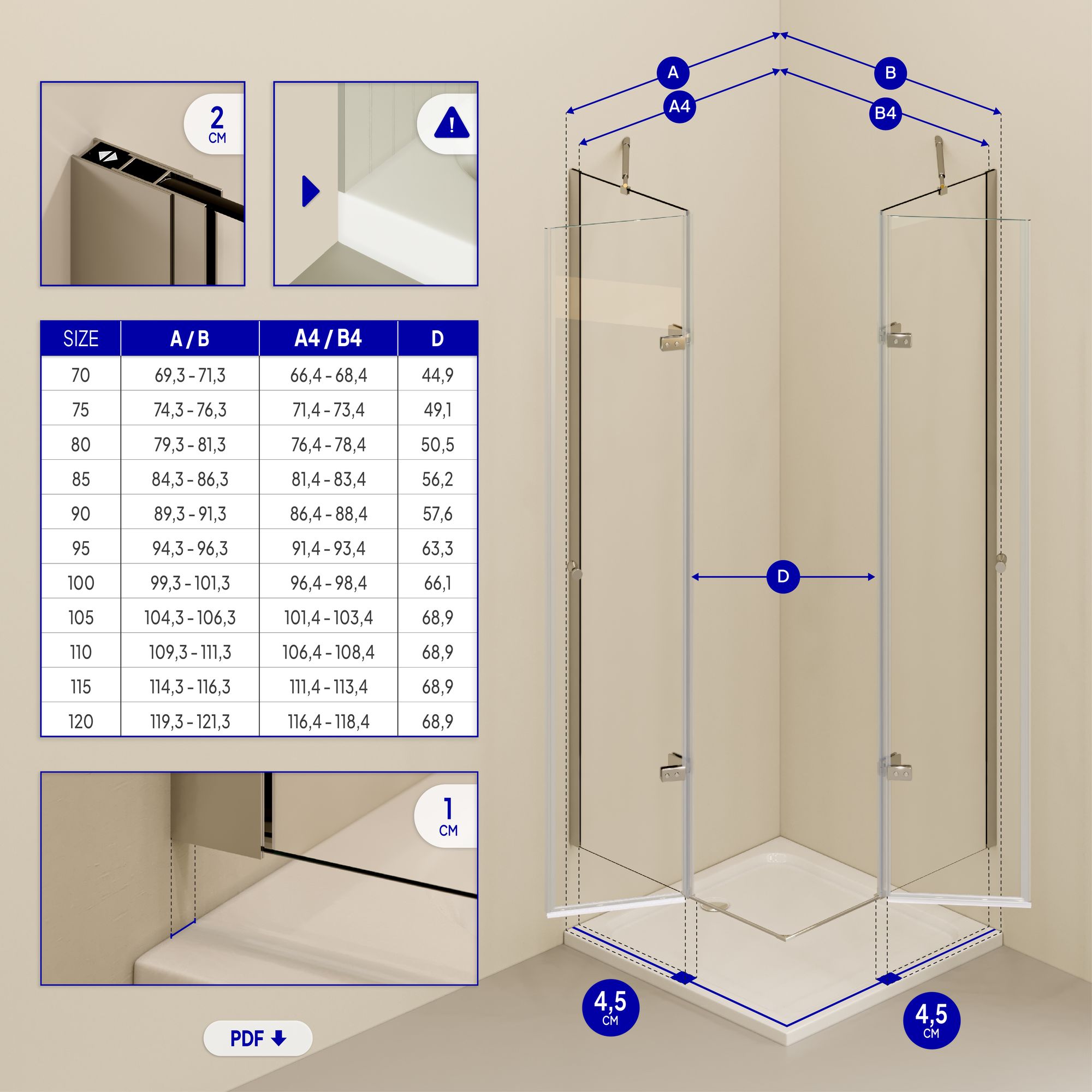 Eckeinstieg Alice mit Klapptüren aus ESG Sicherheitsglas