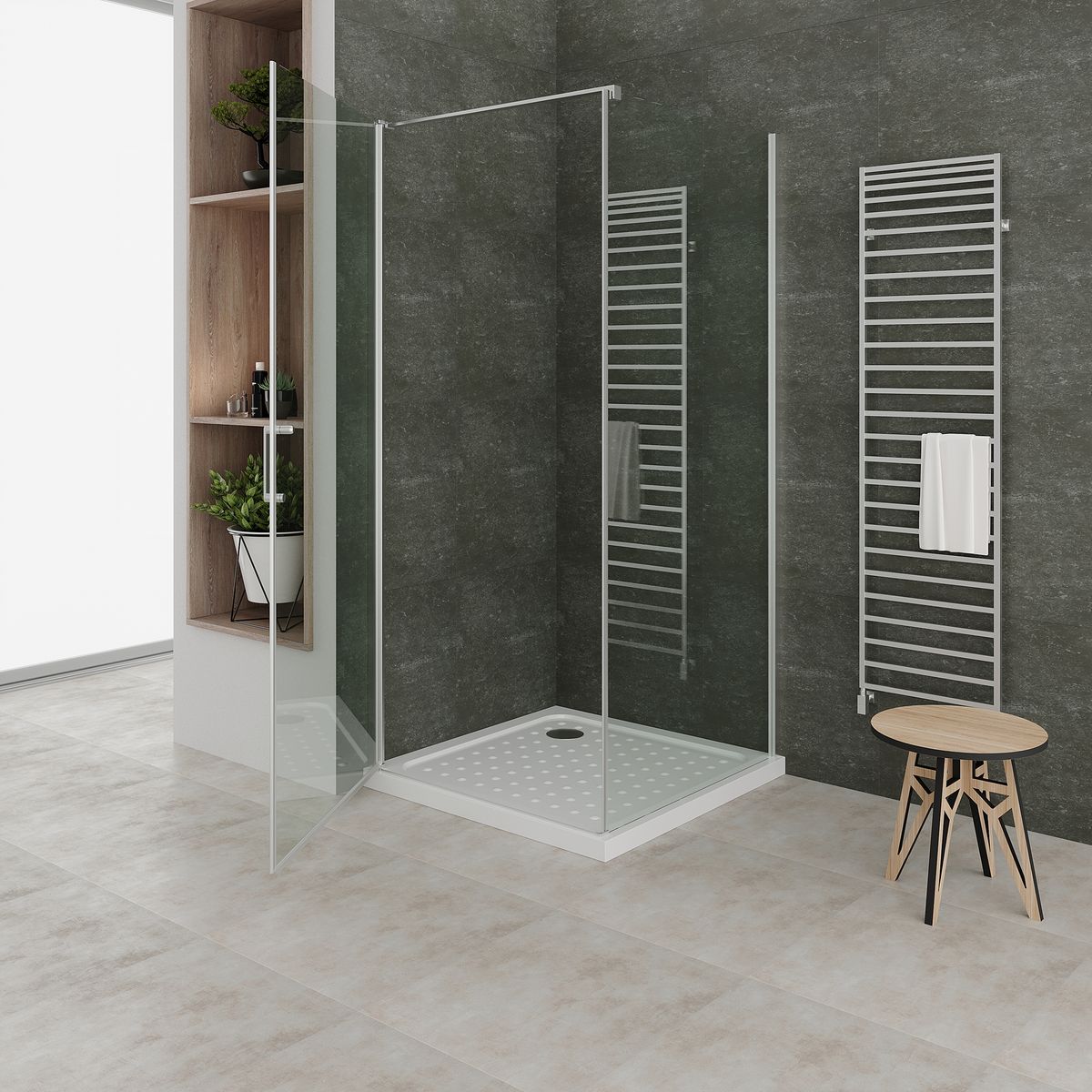 Fronteinstieg Hellen mit Klapptür aus ESG Sicherheitsglas