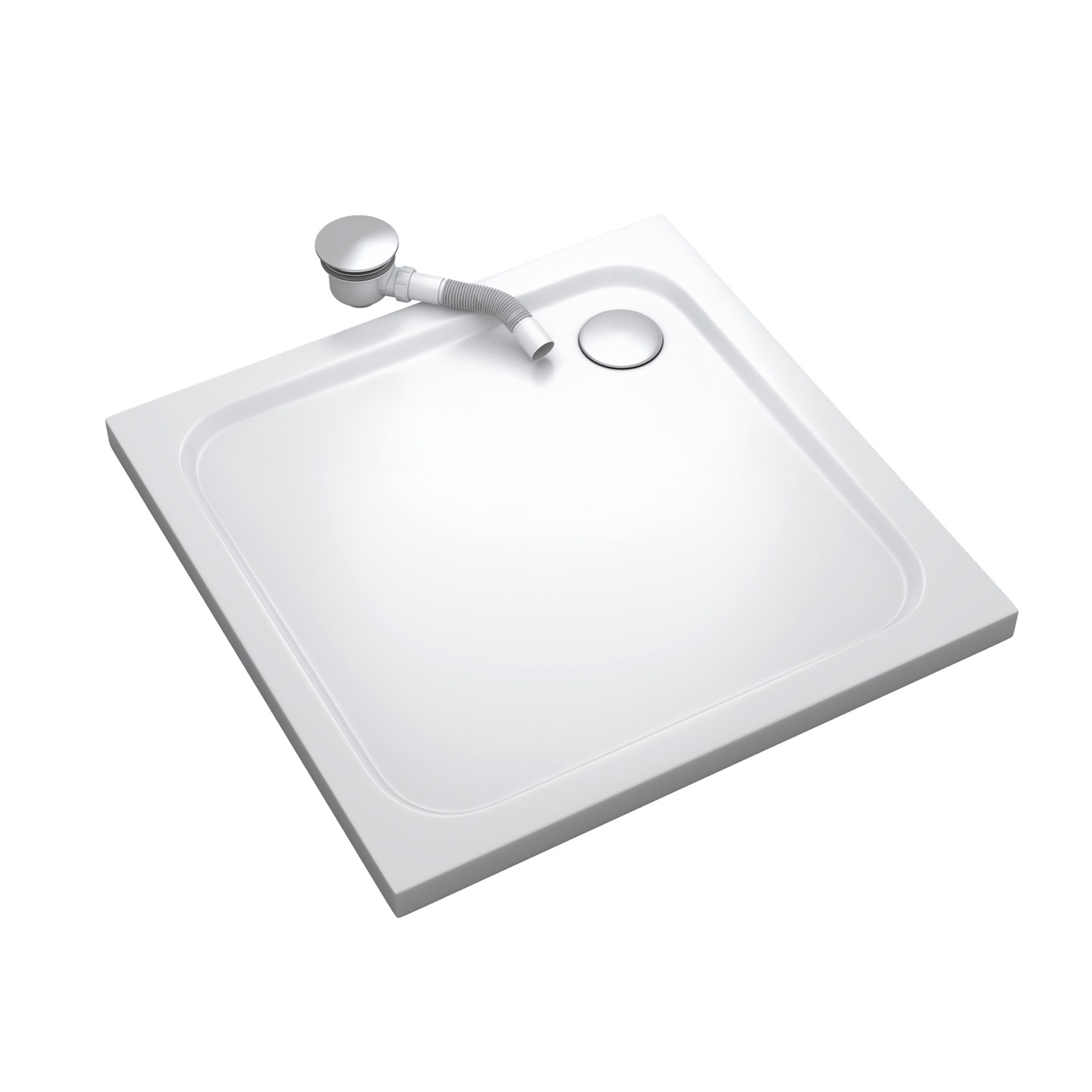Duschwanne Shimmer in Weiß aus Sanitäracryl inkl. Ablaufgarnitur - 95x95 cm