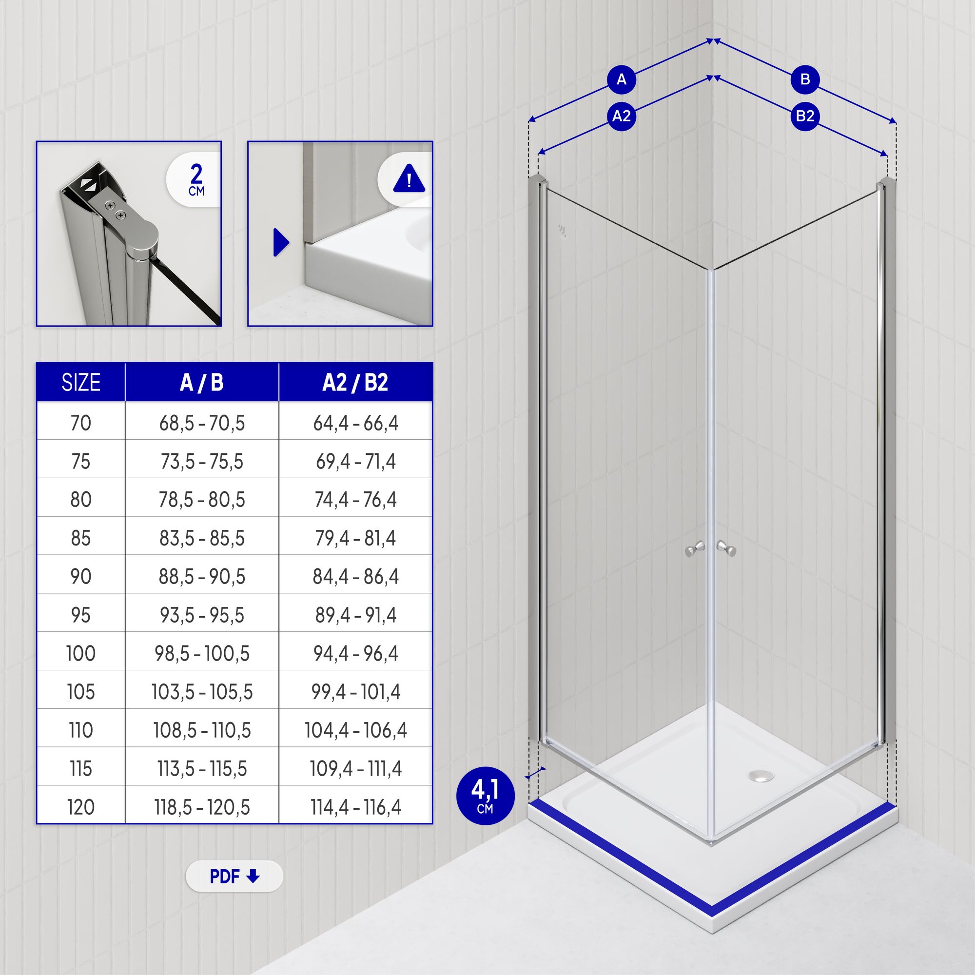 Eckeinstieg Gaia mit Pendeltüren aus ESG Sicherheitsglas
